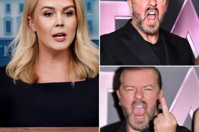 Karoline Leavitt DESTROYS Ricky Gervais Live on National TV—Her Savage Comeback Leaves Him Speechless, Crowd Gasps in Shock, and What the Cameras Caught Seconds Later Had Viewers Rewinding the Clip Again and Again to Believe It Was REAL… You Won’t Believe What He Did With His Hands!