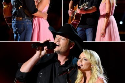 “I never thought I’d sing this song with you again…” Miranda said softly, her voice trembling. Then Blake Shelton stepped into the light, and the arena exploded in shock and awe. Together, they sang “Austin” not as exes, not as celebrities—but as two hearts tangled in history. When the final note rang out, Blake leaned in, and they shared a kiss—tender, real, electric. In that instant, the noise disappeared. Just them, that song, and a love story briefly reborn under the stage lights.