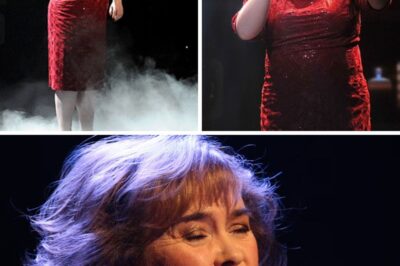 In the Premiere of a Musical Comedy That Narrates the Inspirational Tale of a Modest, Clumsy Woman Who Achieves Worldwide Fame, Susan Boyle Has Triumphantly Returned to the Stage, Captivating Audiences. Susan’s Strong Voice Filled the Theater, Captivating Everyone in Attendance as She Shone in a Sparkling Red Dress.