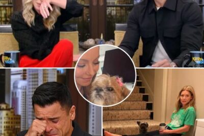 On live television, Kelly Ripa broke down in tears as Mark Consuelos choked up and announced the tragic news: her beloved dog Chewie had passed away. “She grew up with our children” – that tearful whisper made the entire studio silent. The audience was stunned when witnessing the most powerful female MC in America unable to hide the pain of losing a close family member. Chewie was not just a dog, but a friend, a witness to their childhood and their happiest years. That heartbreaking moment touched the hearts of millions, reminding everyone that the love for pets is as sacred as blood ties.