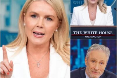 Karoline Leavitt’s Emotional Breakdown on Live TV: The Shocking Truth Behind Jon Stewart’s Joke That Pushed Her to the Edge!