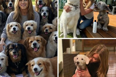 Jennifer Aniston Adopts 12 Senior Dogs, Calls Them Her “Golden Dozen” Each Dog Gets a Name from the Friends Cast. The oldest is named Ross — and he’s jealous. See All 12 Dogs Below