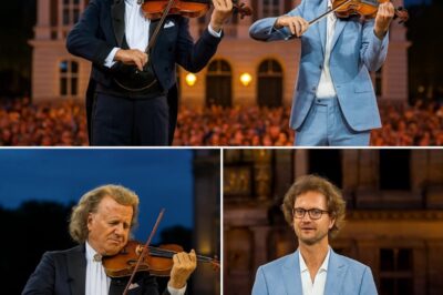 It was a night written in the stars – watched by over 10,000 people at Maastricht’s iconic Vrijthof Square, yet felt as intimate as a whispered lullaby. André Rieu, the “King of the Waltz”, surprised the packed audience by inviting his son, Pierre, on stage for a rare and emotional father-son violin duet. As their bows moved in harmony, GENERATIONS MEMBRED, and the concert became a “living portrait” of heritage and love. The space was filled not only with melody, but also with memory – of a boy who grew up behind a velvet curtain, now standing proudly beside his father under the spotlight. It was more than a performance; it was a “passing of the torch” – sung by the strings, felt by thousands, and remembered forever.
