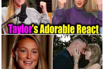 Taylor Swift responds to Kylie Kelce’s mention on Not Gonna Lie podcast while in kitchen with Travis