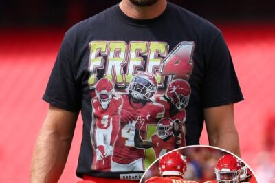 Travis Kelce Sparks OUTRAGE Over ‘Free 4’ Shirt in Support of Suspended Teammate Rasi Rice