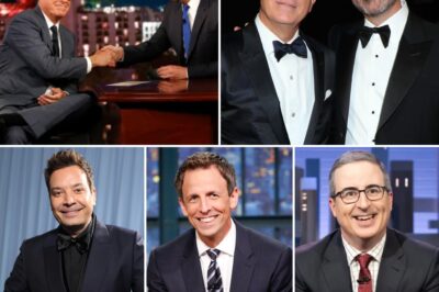 “The late-night war has erupted” – Stephen Colbert openly challenged CBS and ABC live on air, with Jimmy Kimmel standing confidently by his side. But the secret alliance with Jimmy Fallon, Seth Meyers, and John Oliver is what truly shook Hollywood. One of the five is believed to be the mastermind behind the late-night “uprising,” with tactics more intricate than any HBO script. The revelation of their identity will leave audiences stunned, as the media predicts a “blockbuster” broadcast that could become the decisive moment when every secret is exposed live on air.
