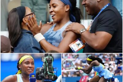 GOOD NEWS: Coco’s parents made a surprise appearance after Coco’s first win at the US Open. Backstage, Coco’s Mom was holding a bouquet of flowers, while Coco’s Dad smiled, took a small gift from his pocket, and gave it to Coco. “This is for you, to celebrate your victory today. We believe that you will have many wonderful moments ahead.” Coco held the gift tightly, almost speechless, took a deep breath, and whispered warm words into her parents’ ears, deeply touching everyone around.