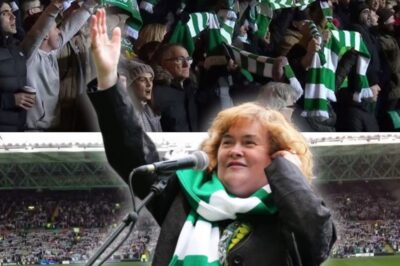 For three minutes, Susan Boyle didn’t just sing an anthem—she made 60,000 strangers feel like family. The hallowed grounds of Celtic Park fell silent as Susan Boyle took center stage, transforming the iconic football stadium into a cathedral of sound with her breathtaking performance of “You’ll Never Walk Alone.” The Britain’s Got Talent sensation, draped in the team’s signature green and white, delivered a version of the Rodgers and Hammerstein classic so powerful it left 60,000 fans in awe—many visibly moved to tears.