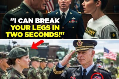 Officer Tried To Hit Her At Promotion Ceremony – CO Said “She Outranks Everyone Here!” The promotion hall at Fort Bragg was alive with celebration — medals gleaming, cameras flashing, and laughter echoing off the high ceilings. Rows of crisp uniforms lined the stage as officers congratulated one another, proud families snapping photos from the back rows. But amid the noise and ceremony, tension was quietly building near the front. A young woman — barely thirty, wearing a freshly pressed uniform with no visible rank insignia — stood at attention beside the podium. Some mistook her for a clerk. Others whispered she must’ve wandered into the wrong section. Then, Captain Willis — a man known for his temper and towering ego — stepped forward. His jaw was tight, eyes full of irritation. He’d been waiting years for his next promotion, only to be told that someone else had been chosen over him. And now, this woman — this quiet, expressionless woman — was standing where he thought he should’ve been. “Move,” he barked. “That spot’s for officers being recognized. You don’t belong there.” She didn’t move. Didn’t even blink. Willis’ face flushed red. He reached out, hand raised as if to shove her back — And that’s when a voice thundered through the hall: “STAND DOWN, CAPTAIN!” The entire room froze. Colonel Reeves — the Commanding Officer himself — strode toward them, his boots echoing with authority. He stopped inches from Willis, eyes blazing. “You so much as touch her again, and you’ll be out of uniform by morning,” Reeves said, his voice cold as steel. Then he turned to the crowd. “For those unaware…” He looked at the silent woman beside him — and saluted. “This officer out-ranks everyone in this room.” The air seemed to vanish. Cameras stopped clicking. Dozens of heads turned toward her in disbelief.