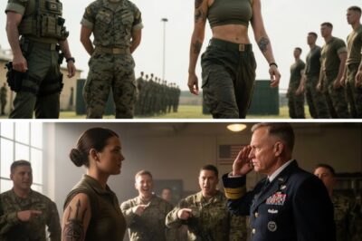 “Who Is She?—The SEAL Commander Stopped in His Tracks When He Saw Her Tattoo As Bootcamp Mocked Her and Five Minutes Later, the Entire Boot Camp Was Suffering the Most Horrible Punishment of Their Lives The morning sun burned through the fog over Coronado, casting long shadows across the grinder. Boots pounded the concrete, cadets barked through drills, and laughter echoed as the new recruit stumbled during formation. She was small. Too calm. Too quiet. The kind of woman you wouldn’t expect to survive a week of SEAL prep. They called her “Tourist.” Said she looked like someone who got lost on her way to yoga class. When she dropped her pack, a ripple of laughter spread through the ranks. “Hey, sweetheart—this isn’t summer camp!” one of the instructors jeered. She just knelt down, tightening the straps, eyes hidden behind her cap. Then the SEAL Commander walked in — Commander Rourke, a man whose presence could silence a storm. He scanned the field, unimpressed… until his gaze froze. The woman stood at attention now, the wind catching her sleeve just enough to reveal the ink on her forearm — a black viper coiled around a trident. A symbol not worn by any current division. The Commander’s face went pale….