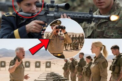 “The General Mocked a Rookie’s Courage — Until One Shot Made the Whole Range Go Quiet”. The desert doesn’t forgive hesitation. It burns away weakness, melts excuses, and leaves behind only truth. It was one of those days when the sun turned the world white. Out on the range, soldiers lined up shoulder-to-shoulder — veterans with steady hands and rookies still learning to breathe under the weight of expectation. At the far end of the canyon stood a steel plate — a target so distant it looked like a mirage trembling in the heat. Nobody had ever hit it. Not once. Not in training. Not even by accident. Then the general arrived — a man built from grit and thunder. His presence alone could silence a crowd. He scanned the distance, lifted his cap, and said, “Only legends hit that far.” The words carried like an order carved in stone. Every soldier believed it — that line was meant for giants, not mortals. But then a voice spoke up. Soft. Young. Certain. “Sir… I’d like to try.”