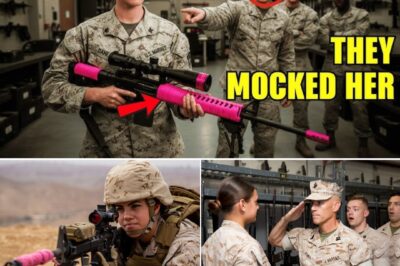 “They Laughed at Her Custom Rifle — Then the Colonel Walked In and Everyone Went Silent”.The sun burned white over the endless dust of Helmand Province, glinting off metal racks and rifle barrels inside the armory. Staff Sergeant Harper Dayne worked in silence, her movements precise and measured as she adjusted the scope on her rifle. Every click of the turret, every twist of her wrist, was clean and exact — the kind of discipline born from years of repetition, from knowing that one wrong adjustment could mean a life lost. Her rifle stood out against the dull green-gray monotony of the Marine Corps. It was an M40A6 — regulation sniper rifle, nothing exotic — except for the soft pink paracord coiled neatly around the stock and the matching pink turret caps that caught the harsh morning light like a defiant badge of color in a place where everything else was khaki and dust. Twenty feet away, a group of newly arrived Marines from Pendleton watched her. Their laughter carried across the concrete floor, too loud, too casual for a war zone. “Is that what I think it is?” Sergeant Briggs snorted, elbowing his buddy. “Someone actually brought a toy gun to Afghanistan?” The others cracked up. Harper didn’t flinch. She kept working, her hands steady, her jaw locked. She’d heard worse — much worse — from men with higher ranks and smaller hearts. But 300 meters away, inside a command tent, a colonel looked up from a stack of reports. He paused mid-sentence, eyes narrowing. He knew that rifle. Knew the pink paracord, the carved stock. He’d seen it once — in Syria, under fire, through the haze of smoke and sand — the rifle that had saved six Marines, including him. Harper didn’t know he was watching. She didn’t want anyone to. She’d spent the last eight months buried in armory logistics — running serial checks, issuing weapons, maintaining order. No missions, no press, no attention. After Syria, she’d asked for a quiet posting, somewhere she could disappear. Somewhere nobody would remember her name. But she’d kept the rifle. The one piece of her old life she couldn’t let go of. That morning, Briggs and his squad were supposed to be there for a routine weapons inspection — in, out, done. But the moment Briggs saw the rifle, everything stopped…