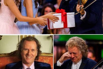 They seemed gone forever—until two women took the stage with violins and a message that shattered him. André Rieu’s 75th birthday concert was supposed to be a night of celebration, but no one could have predicted the roller coaster of emotions that awaited him. The two women—the “adopted daughters” he had secretly raised decades earlier—returned with a surprise performance that brought the music master to tears. As their original piece, “Homeland Melody,” played, André stood transfixed, transfixed by a love story that could only be told from the heart. It was more than just a concert—it was a moment when family, music, and destiny met under a spotlight.