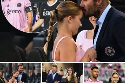 David Beckham kisses daughter Harper on the head while Victoria snaps photos as the family celebrate Inter Miami’s place in semi finals