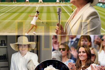 No one expected this to happen in the middle of the Wimbledon Ladies’ Final – As the rackets were still echoing on the grass of Centre Court, there was a sudden silence as Susan Boyle emerged from the stands, wearing an elegant white dress, a pristine blazer and her signature wide-brimmed hat