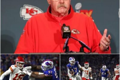 “You know, I’ve been in this profession long enough to understand that losing is part of football — but losing like this is something I can’t accept.” “We lost to the Bills with a score of 21–28, but that score doesn’t tell the whole story. I’ve never seen a game where the bias was so clear. When a player charges at the ball, you can recognize it immediately. But when he charges at a person — that’s a choice, not an accident. That hit today? It was intentional, 100%. Don’t sit there and tell me it was just a ‘fluke collision.’ We all saw what happened afterward — the smug smiles, the taunts, the arrogance. That’s not football. That’s a lack of respect for the game and the opponent.” “I’m not here to slander anyone — but everyone knows who I’m talking about. And let me make it clear to the NFL: these imaginary boundaries, these timid whistles, these ‘special shields’ for certain teams — we all see it. You preach fairness and integrity, but week after week, we see you turn a blind eye to dirty hits, then justify it as ‘part of the game.’” “If this is what football has become — if these so-called ‘standards’ you always talk about are just an empty shell, then you’ve betrayed the very game itself. And let me make it clear: I will not stand by while my team is trampled under rules that even you lack the courage to enforce.”