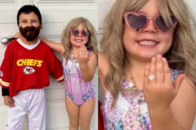 Brittany and Patrick Mahomes Share Adorable Halloween Photos of Their Kids Dressed as Travis Kelce and Taylor Swift and also Flaunting Their Engagement Ring — and Fans Can’t Get Enough!