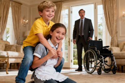 Billionaire father returns home early and is stunned to see his disabled son laughing and joking with the maid’s daughter – The moment that changes everything…