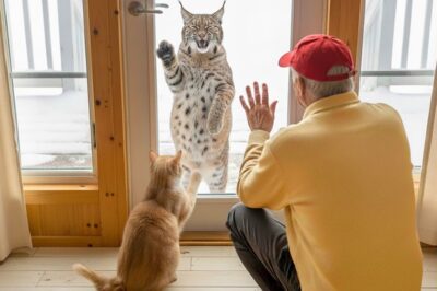 Pregnant Bobcat Begs For Rescue At Door– And What The House Cat Did Next Will Melt Your Heart!