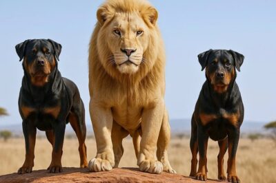 Two ROTTWEILERS Adopted a DYING WHITE LION – What He Did With Their Puppies STUNNED Everyone