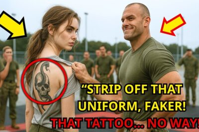 They mocked her at bootcamp, calling her “the weakest recruit in the room.” But one order changed everything. When she lifted her shirt during inspection, the commander froze. The massive tattoo on her back wasn’t decoration — it was the insignia of a legendary unit believed to no longer exist. The room went silent.