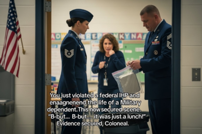 THEY MOCKED MY 8-YEAR-OLD, THREW HER LIFE-SAVING LUNCH IN THE TRASH, AND SAID SHE ‘DIDN’T NEED TO EAT’—THEN THE SCHOOL’S DOORS SWUNG OPEN. IT WASN’T JUST MOM WHO WALKED IN. IT WAS A U.S. AIR FORCE COLONEL WITH A FULL SECURITY DETAIL. WHAT THEY SAW NEXT CHANGED THEIR CAREERS FOREVER.