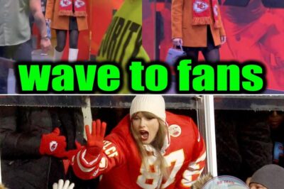 Taylor Swift waves to fans at Arrowhead while cheering on Travis Kelce at Chiefs vs Texans game