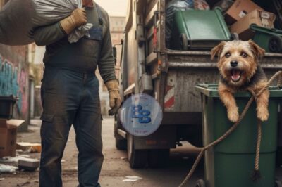 A Man Collecting Trash Hears a Cry — And Seconds Later Realizes a Dog Is Tied to a Bin About to Be Crushed