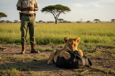 A Man Saw A Lion Cub Dragging A Heavy Bag, What Lay Inside Was No One Expected